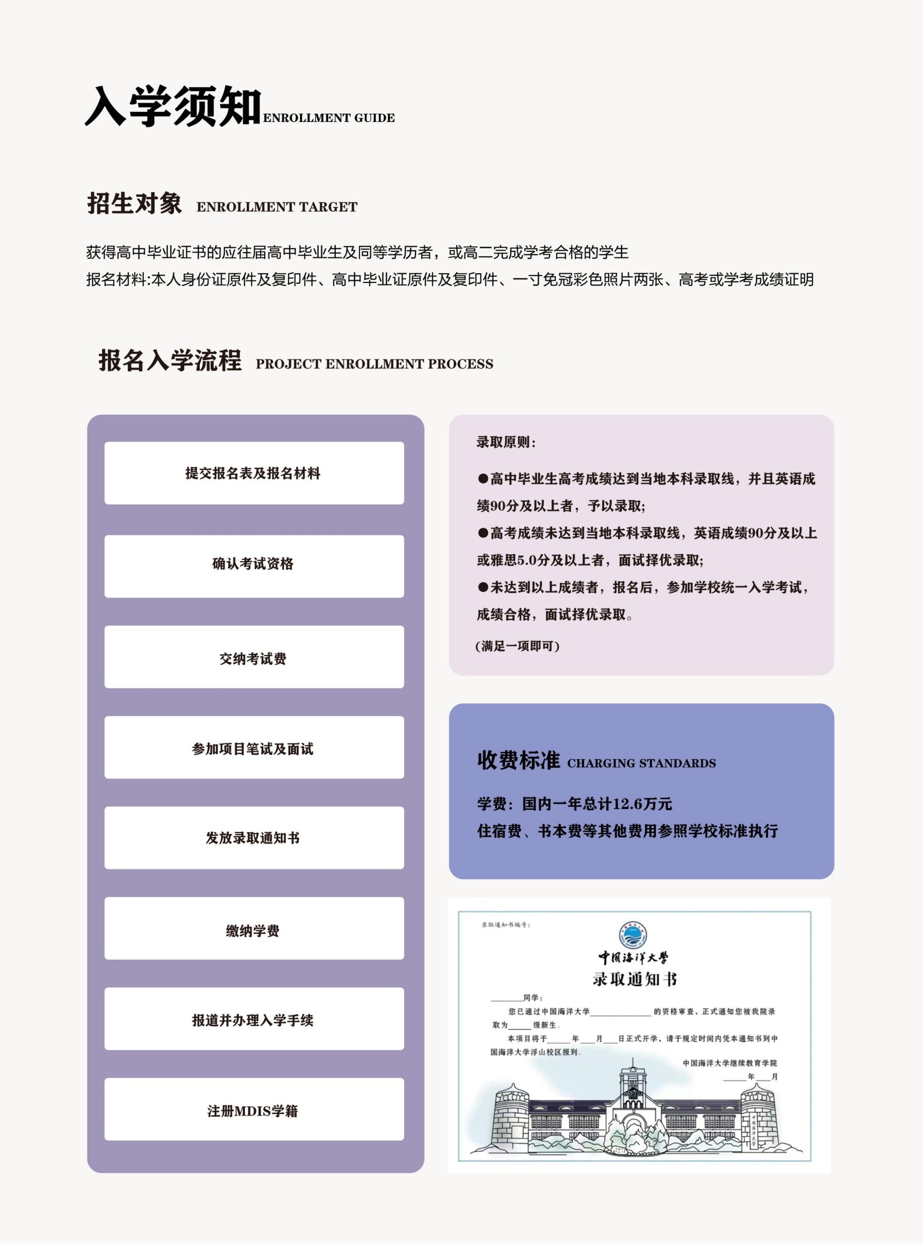 中国海洋大学NCC新加坡国际名校1+1.5（+1）本硕连读留学项目招生简章